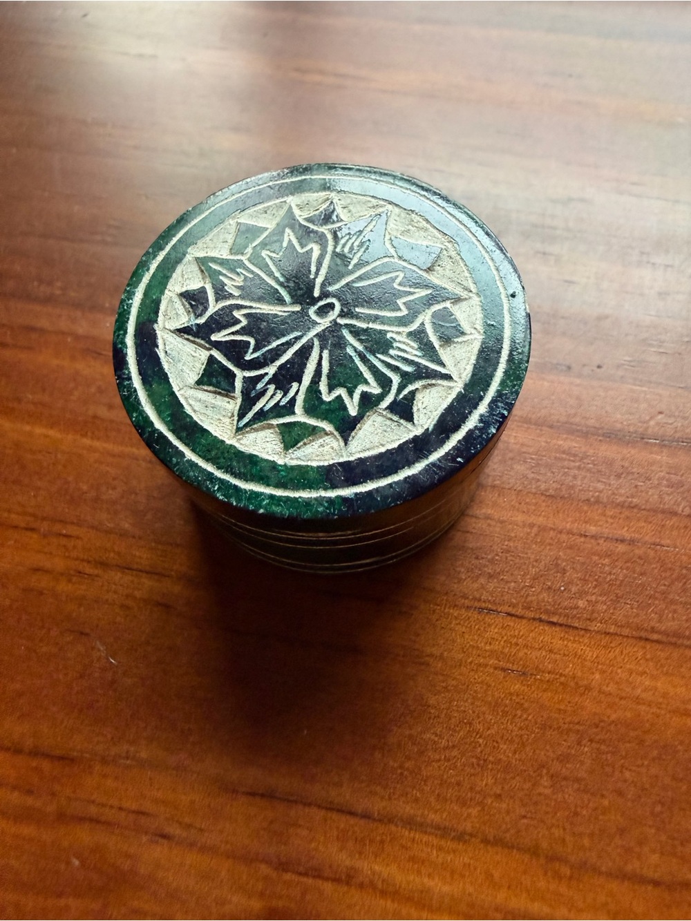Handcrafted Green Soapstone Box